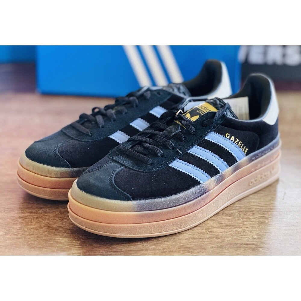 Youth Size 6 adidas Gazelle Bold Women’s Size 7 Black Blue Spark JR5965 NIB